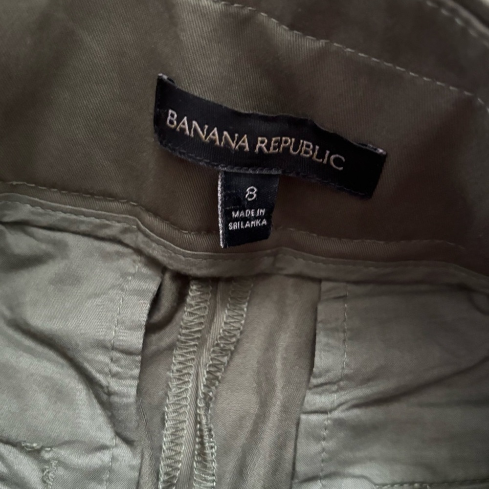 Banana Republic Belted Paper Bag Pants Womens Size 8 Olive Green Cropped Work - Picture 5 of 7